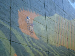 bicyclists on mural