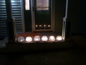 Ice Lanterns on front stoop