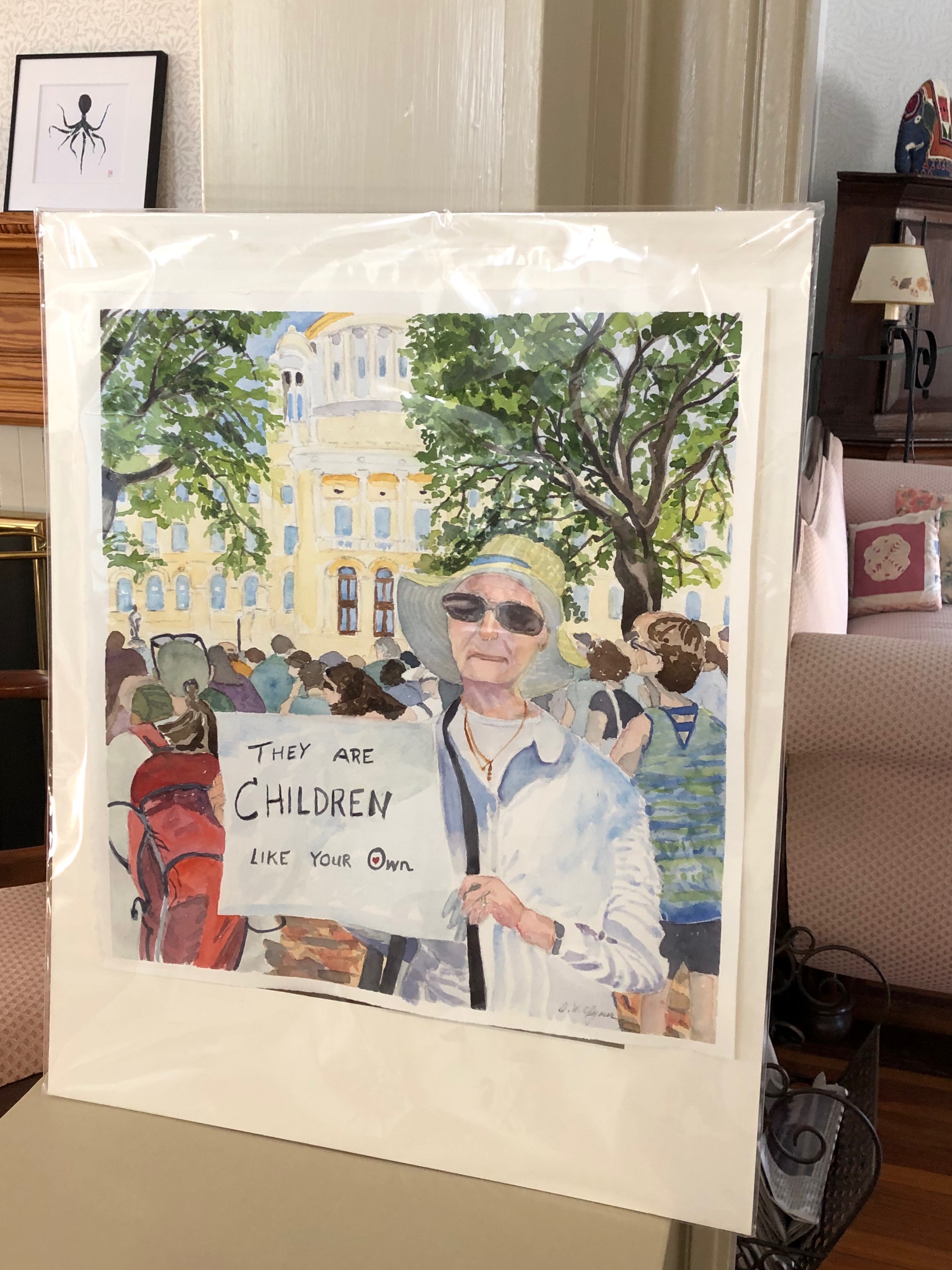 Diana-Clymer-painting-of-blogger-in-June-2018-RI-Statehouse