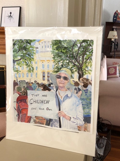 Diana-Clymer-painting-of-blogger-in-June-2018-RI-Statehouse