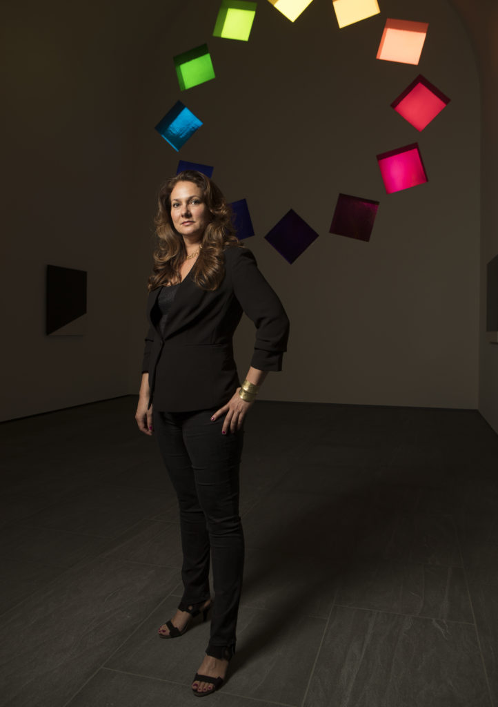 Blanton Museum's Simone Wicha inside the Ellsworth Kelly installation, Austin.