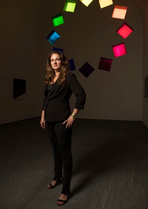 Blanton Museum's Simone Wicha inside the Ellsworth Kelly installation, Austin.